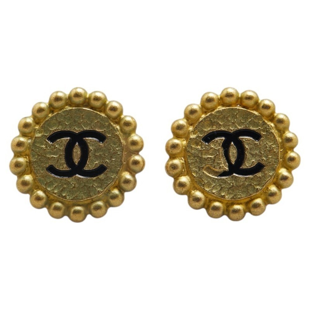 CHANEL Gold Logo Earrings